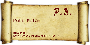 Peti Milán névjegykártya